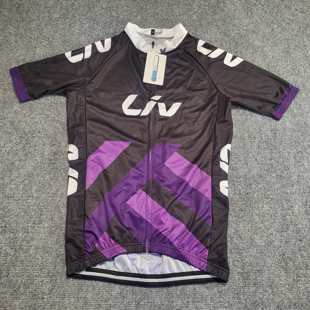 2017 LIV Raceday Short Sleeve Black/Purple Cycling Jersey Women's Size Large